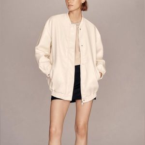 Mauve Oversized Faux Leather Bomber Jacket